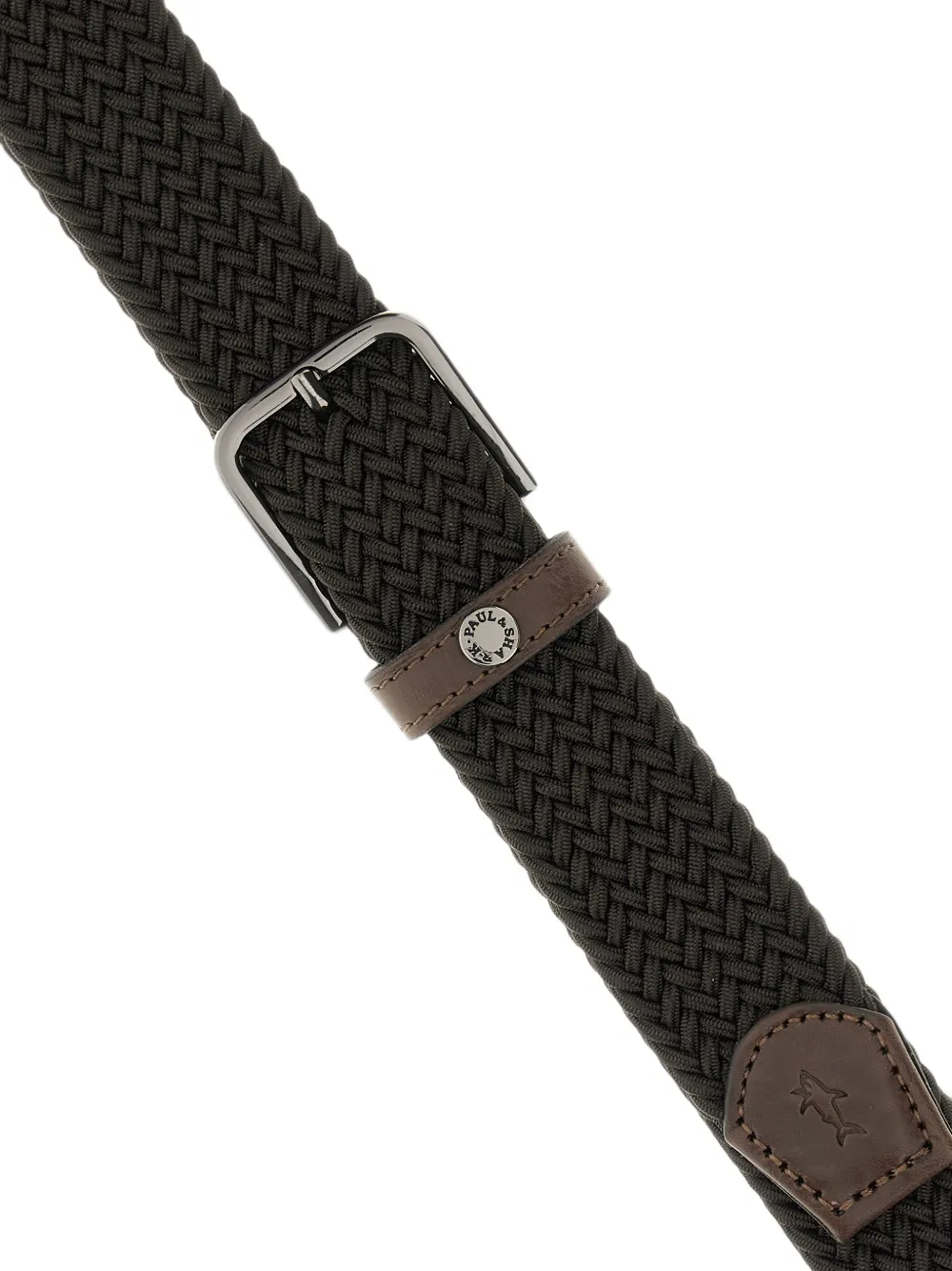 Paul & Shark leather-trimmed braided belt Bruin