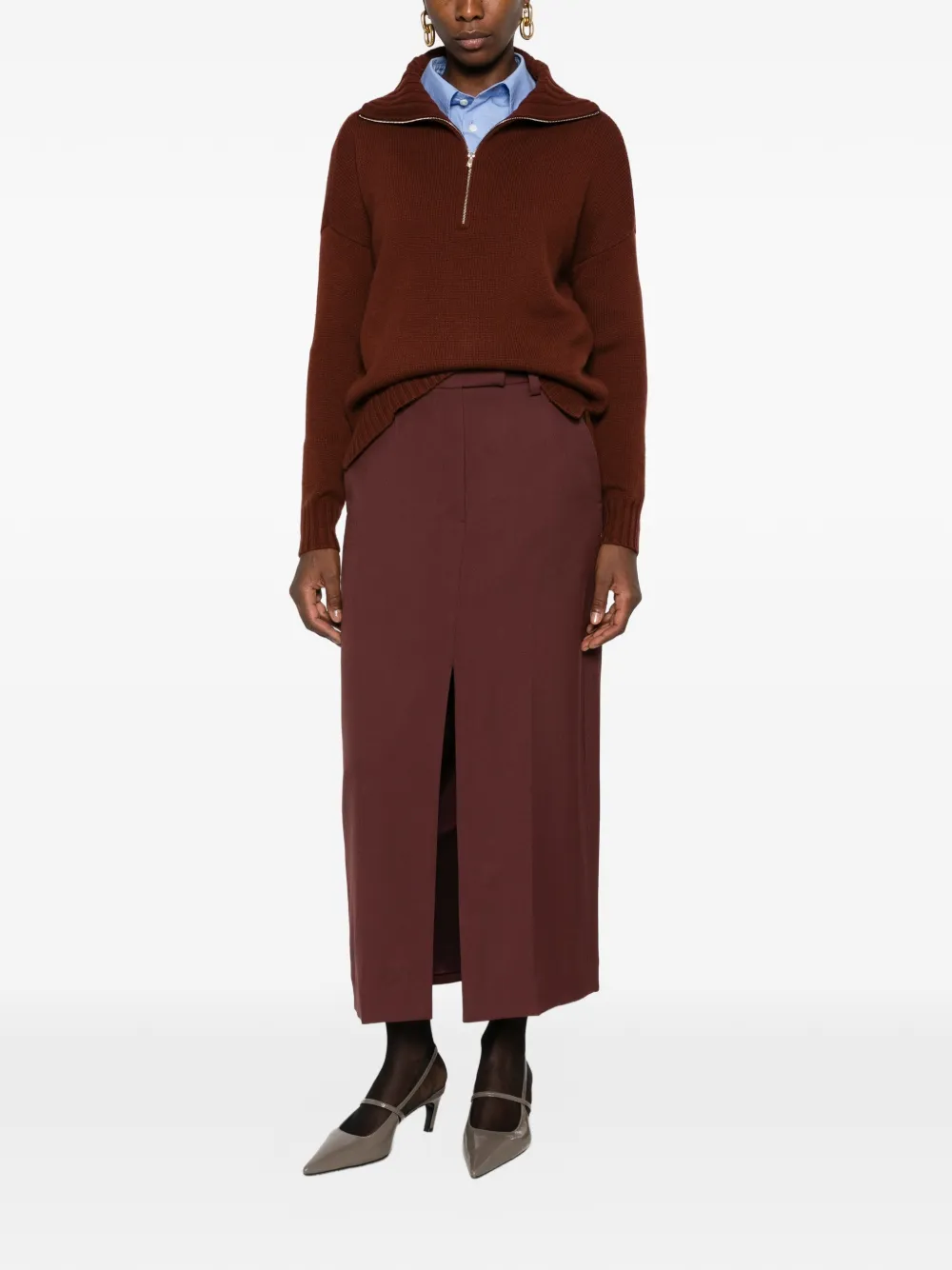 Brunello Cucinelli Midi-rok met split Rood