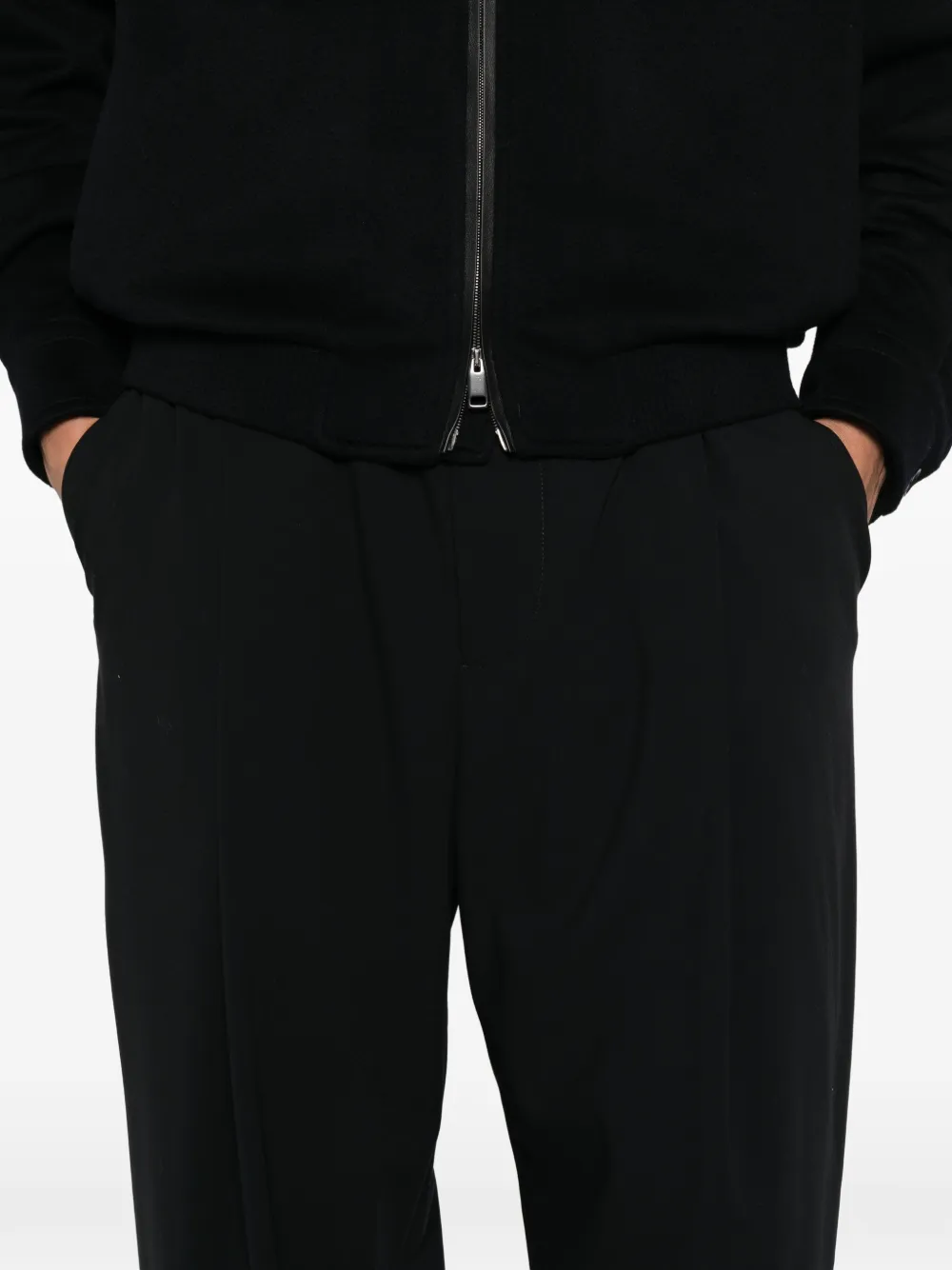 Giorgio Armani Broek met elastische tailleband en geplooide voorkant Blauw