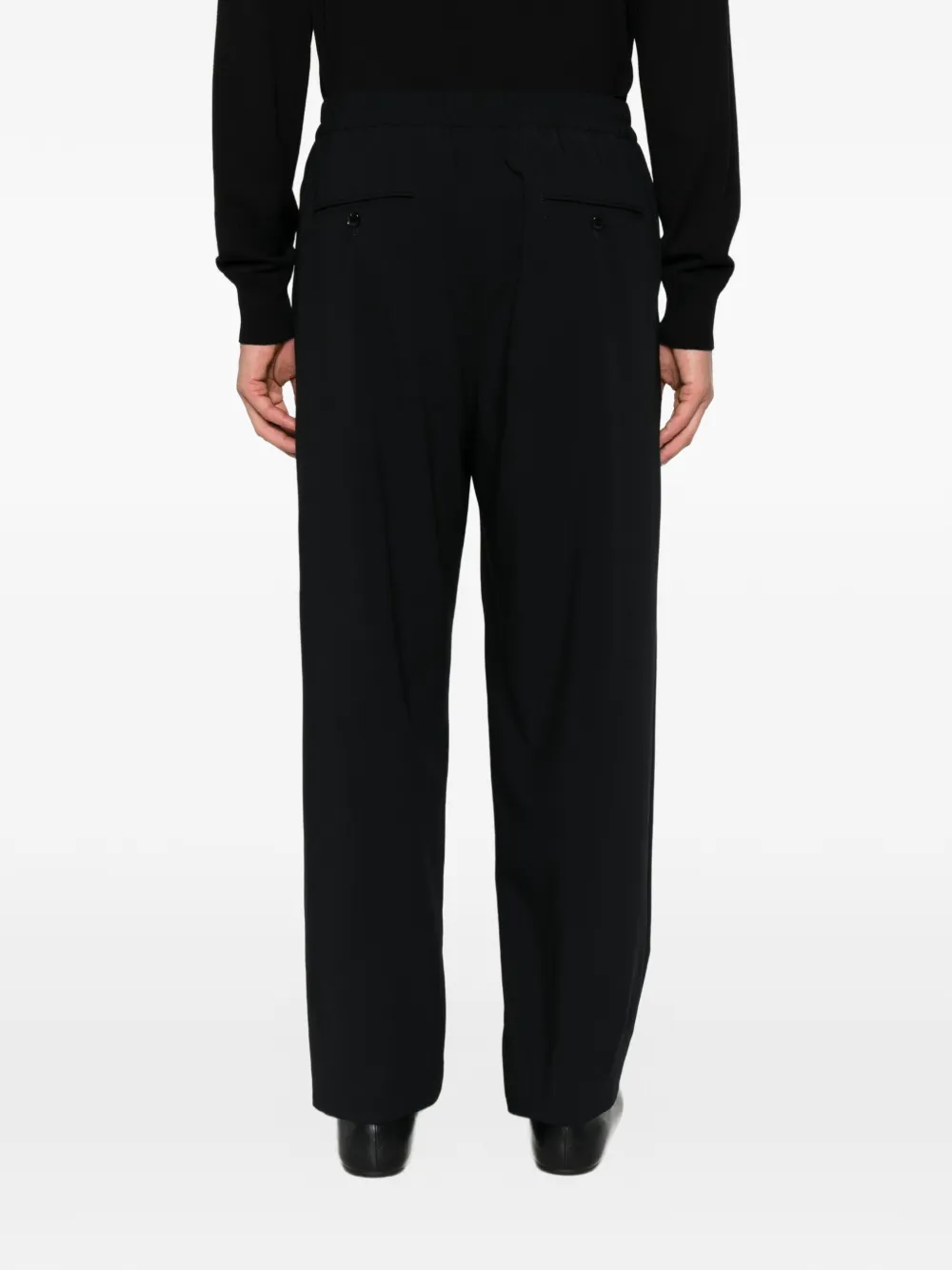 Giorgio Armani Broek met elastische tailleband en geplooide voorkant Blauw