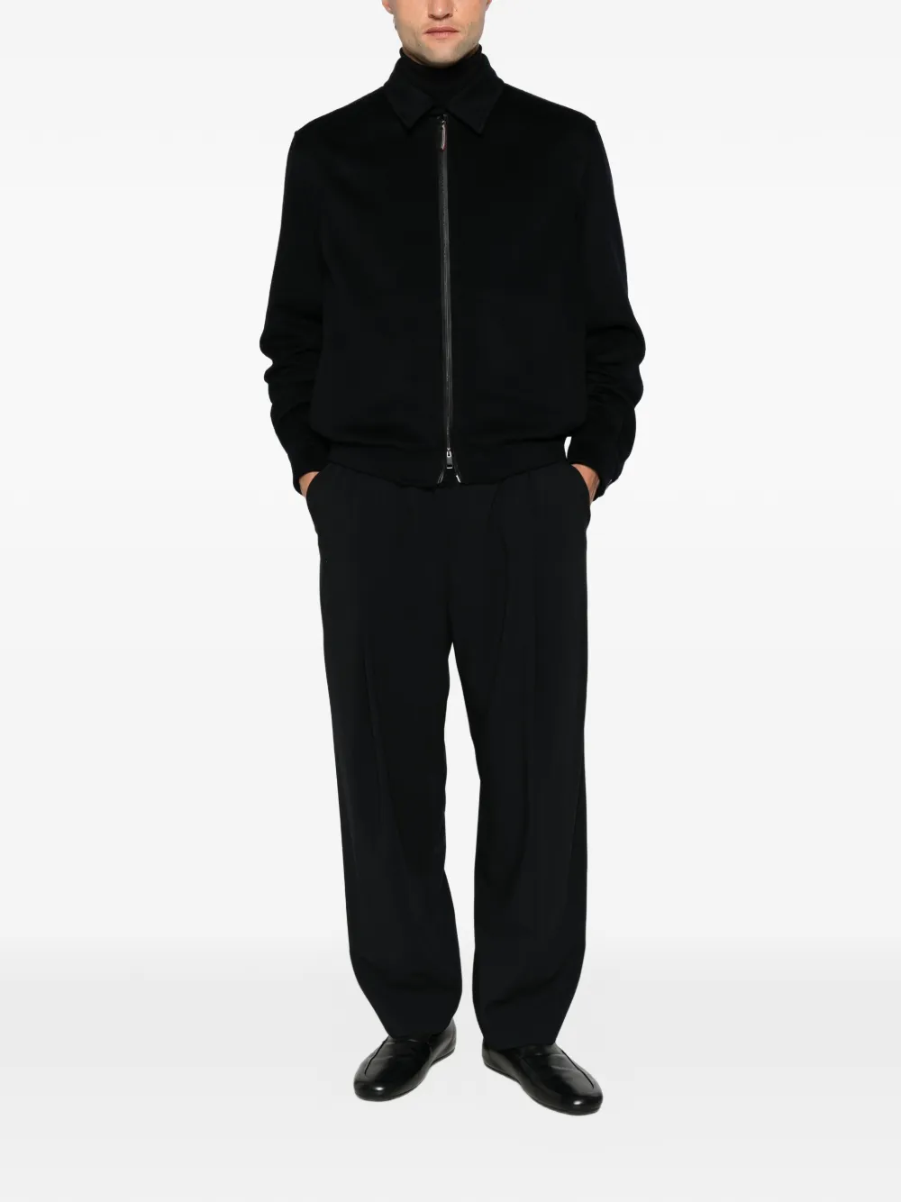 Giorgio Armani Broek met elastische tailleband en geplooide voorkant Blauw