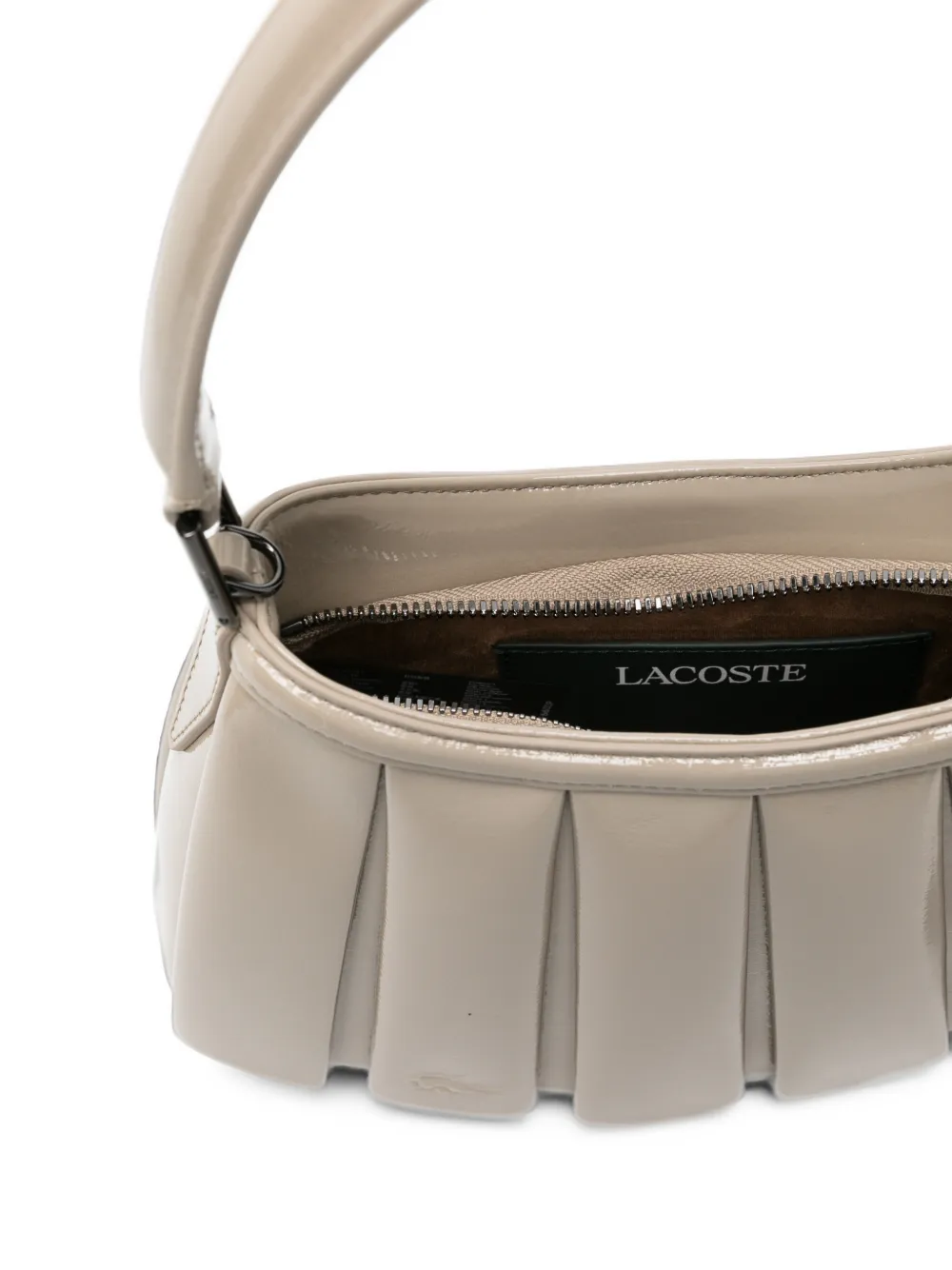 Lacoste S Lenglen geplooide clutch met lakleren afwerking Beige