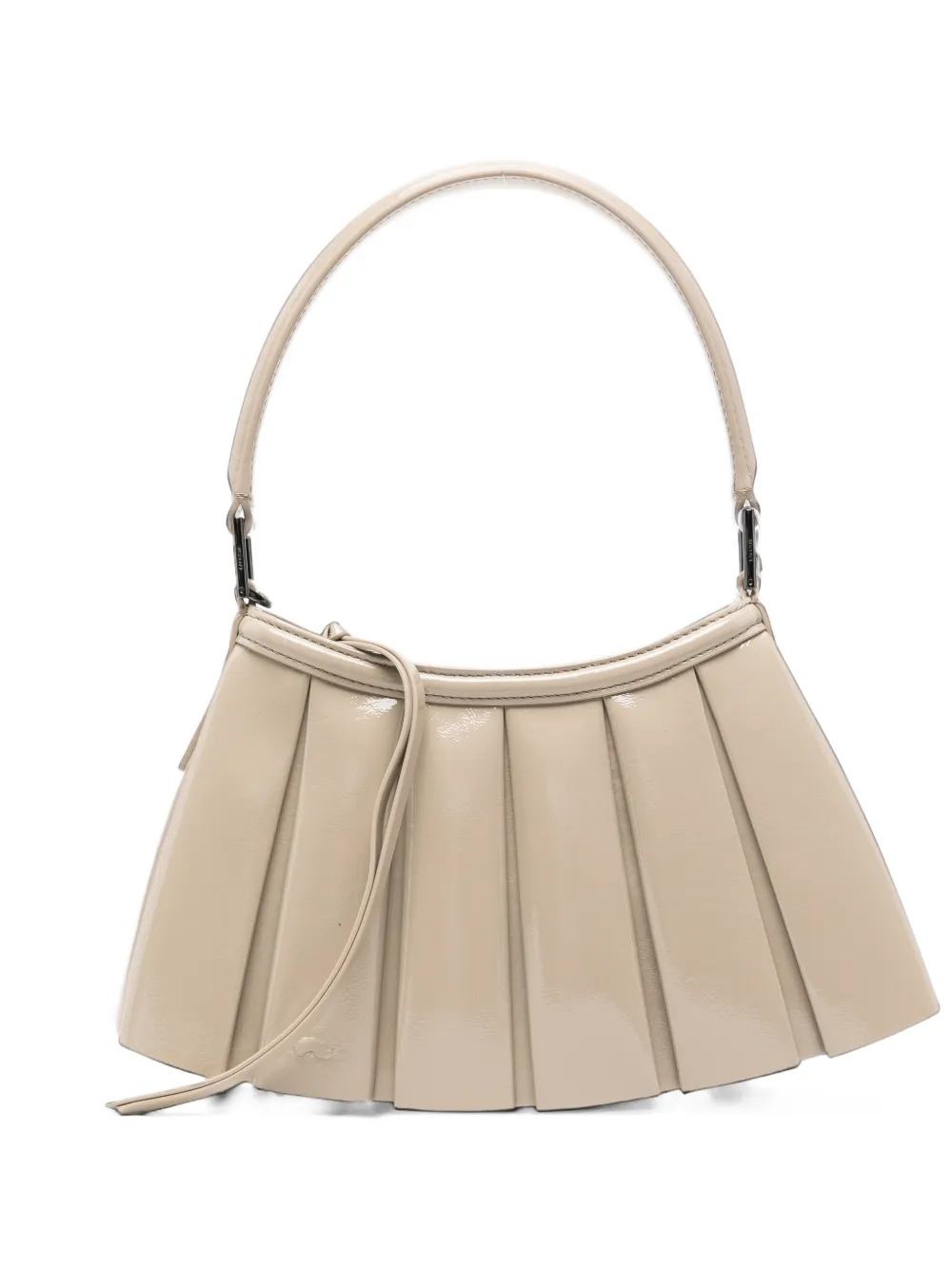 Lacoste S Lenglen pleated patent-finish clutch bag - Tons neutres Lacoste S Lenglen pleated patent-finish clutch bag - Tons neutres