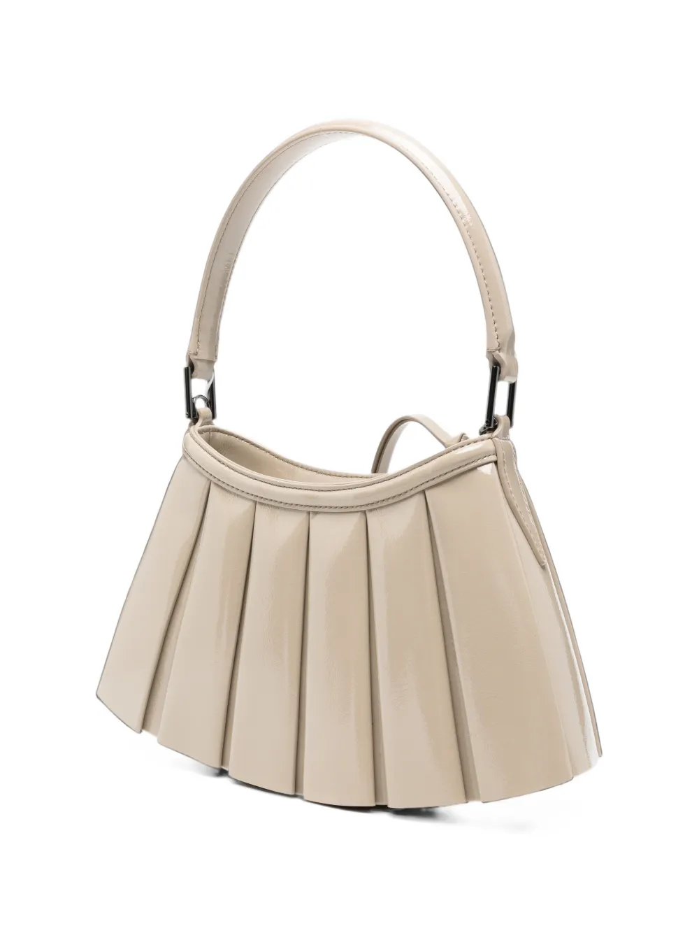 Lacoste S Lenglen geplooide clutch met lakleren afwerking Beige