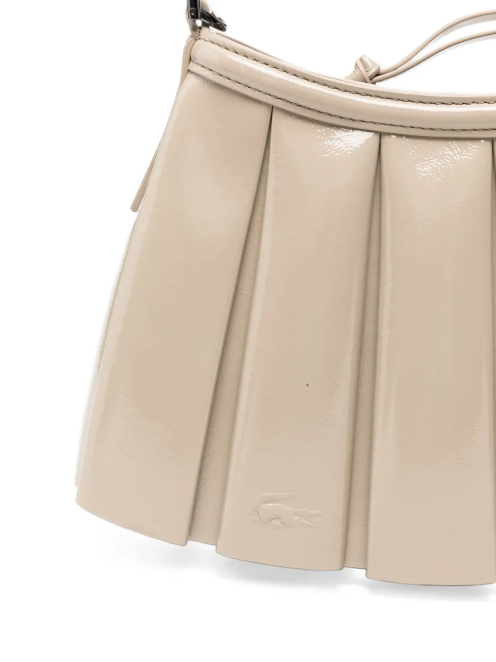 Lacoste S Lenglen geplooide clutch met lakleren afwerking Beige