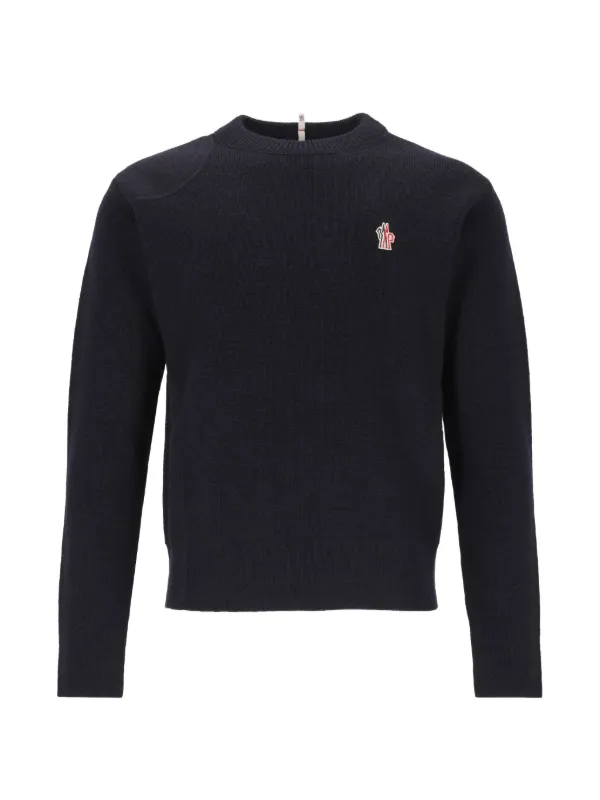 Moncler Grenoble Logo-patch Ribbed-knit Sweater in Blue