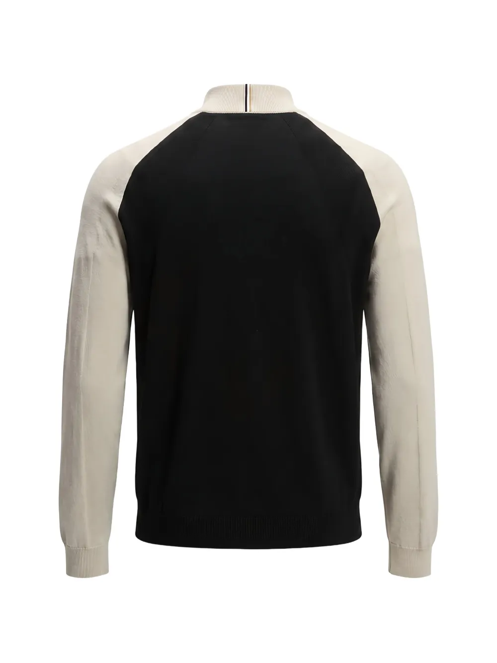 BOSS Trui met colourblocking en ritshals Zwart