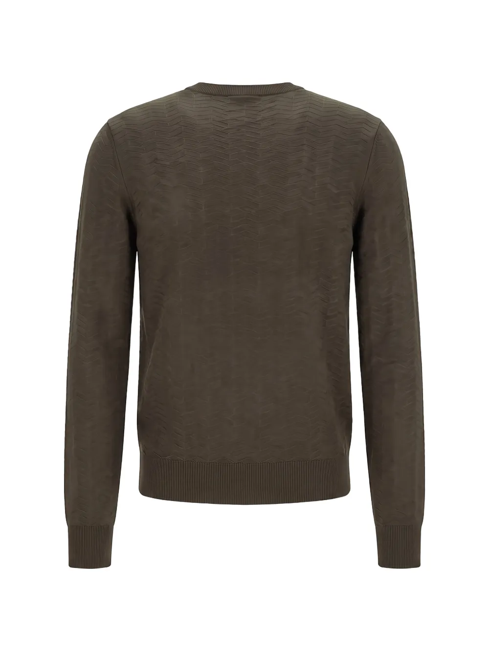 BOSS Trui met ronde hals en chevron-patroon Bruin