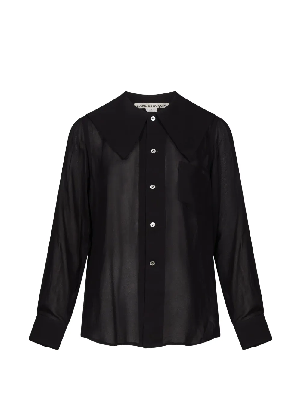 Comme Des Garçons sheer pointed-collar shirt - Black