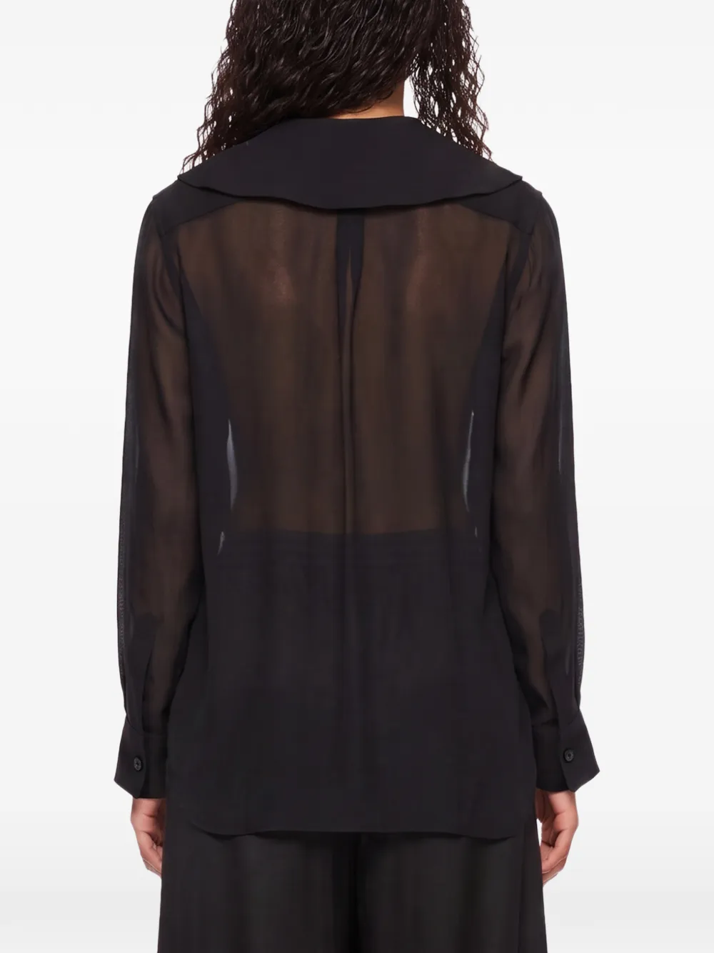 Comme Des Garçons sheer pointed-collar shirt Zwart