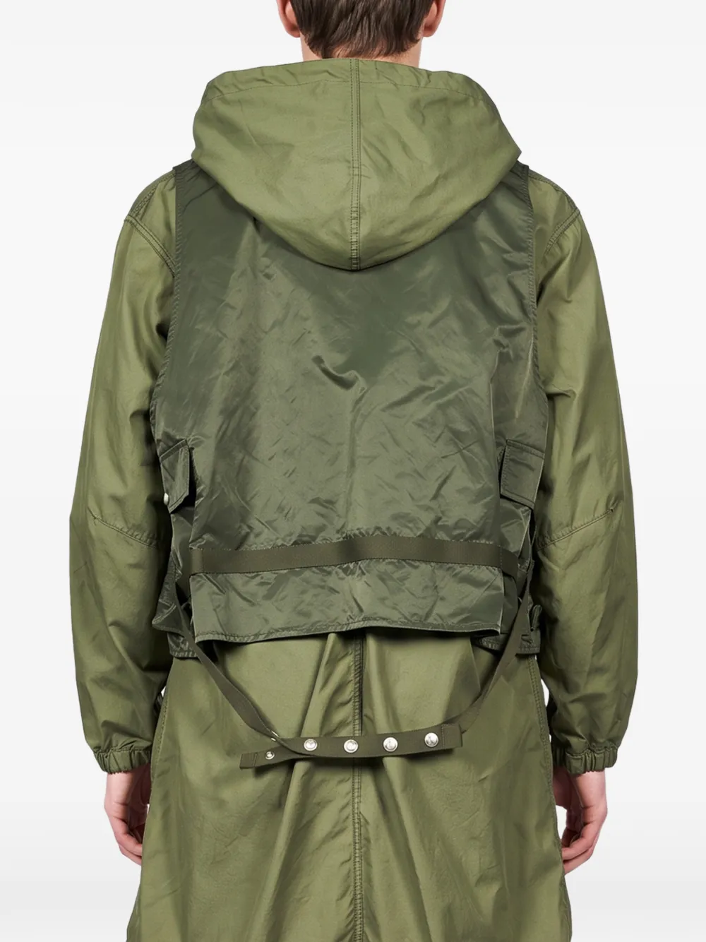 Comme des Garçons Homme layered-design hooded coat Groen