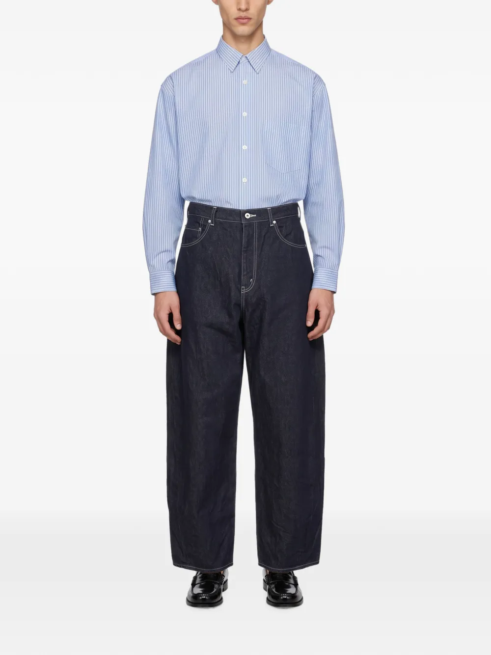 Comme des Garçons Homme Jeans met contrasterende stiksels Blauw