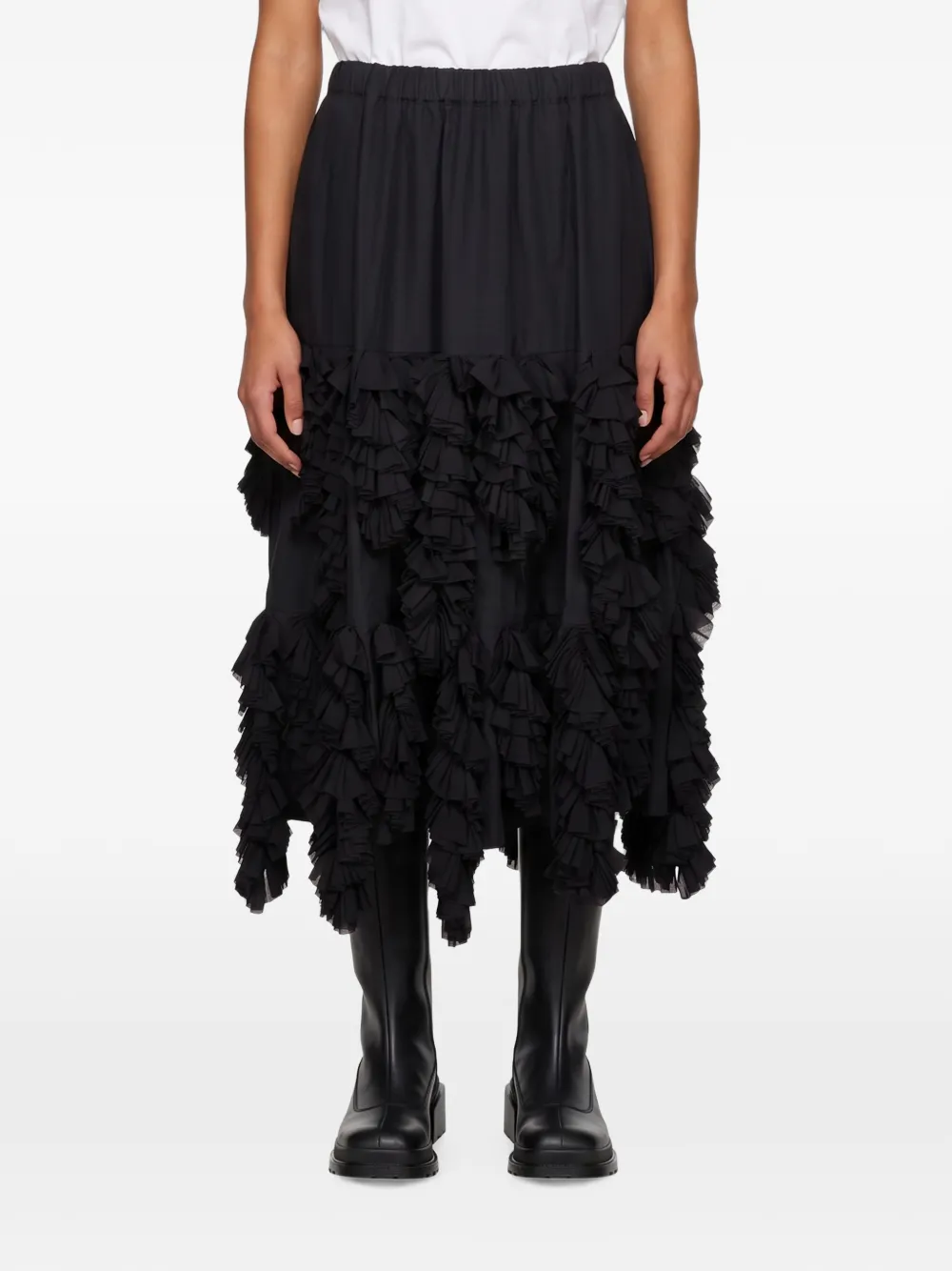 Comme Des Garçons ruffled asymmetric midi skirt - Nero