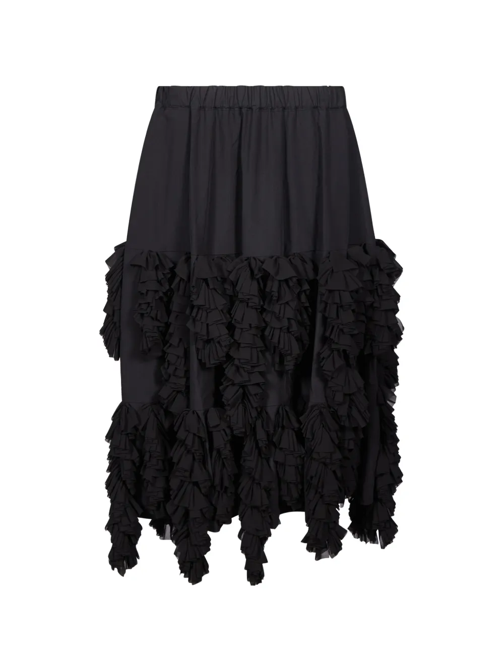 Comme Des Garçons Ruffled Asymmetric Midi Skirt in Black, view 4