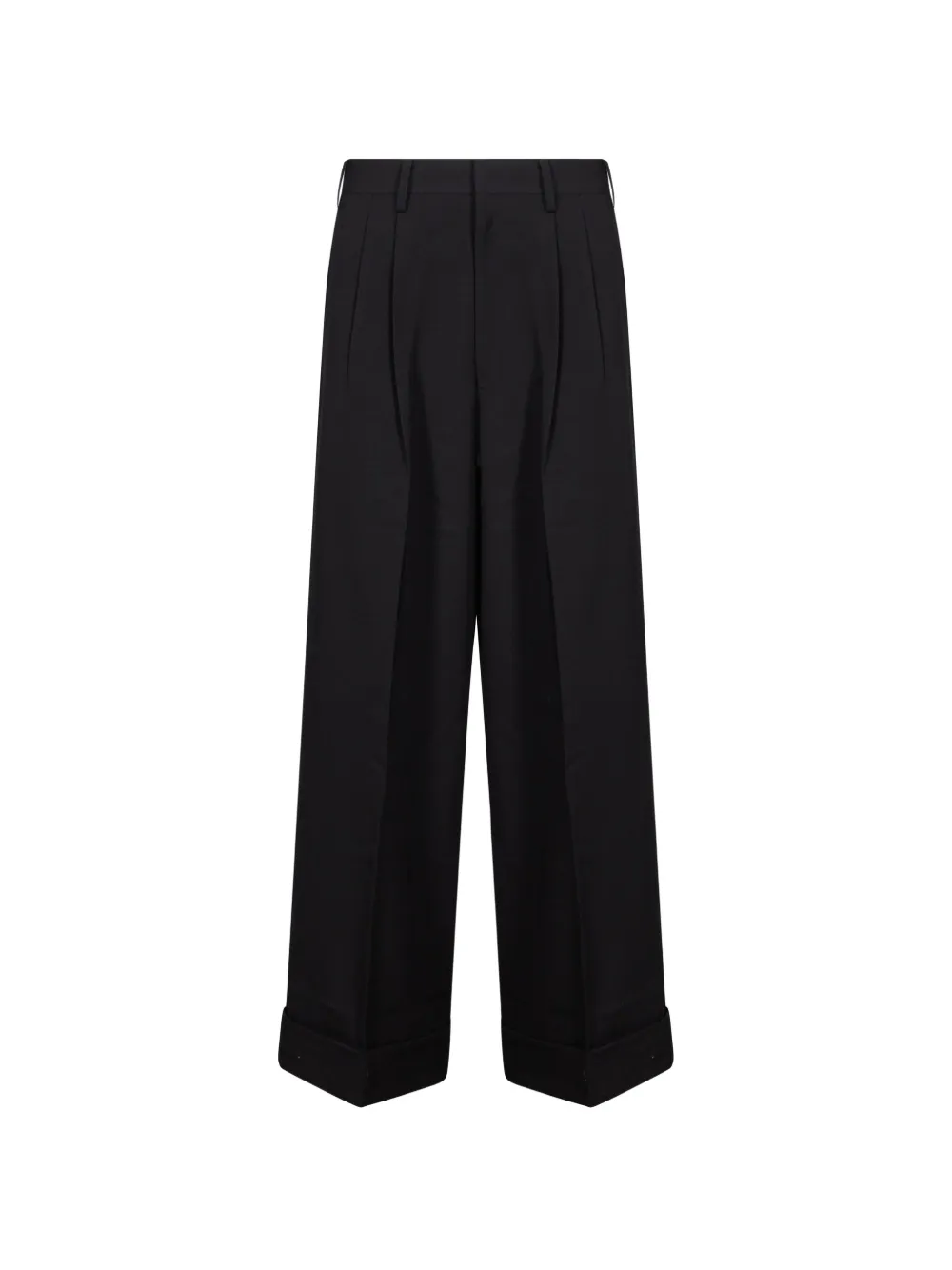 Junya Watanabe Pleated Turn-up Trousers In Black