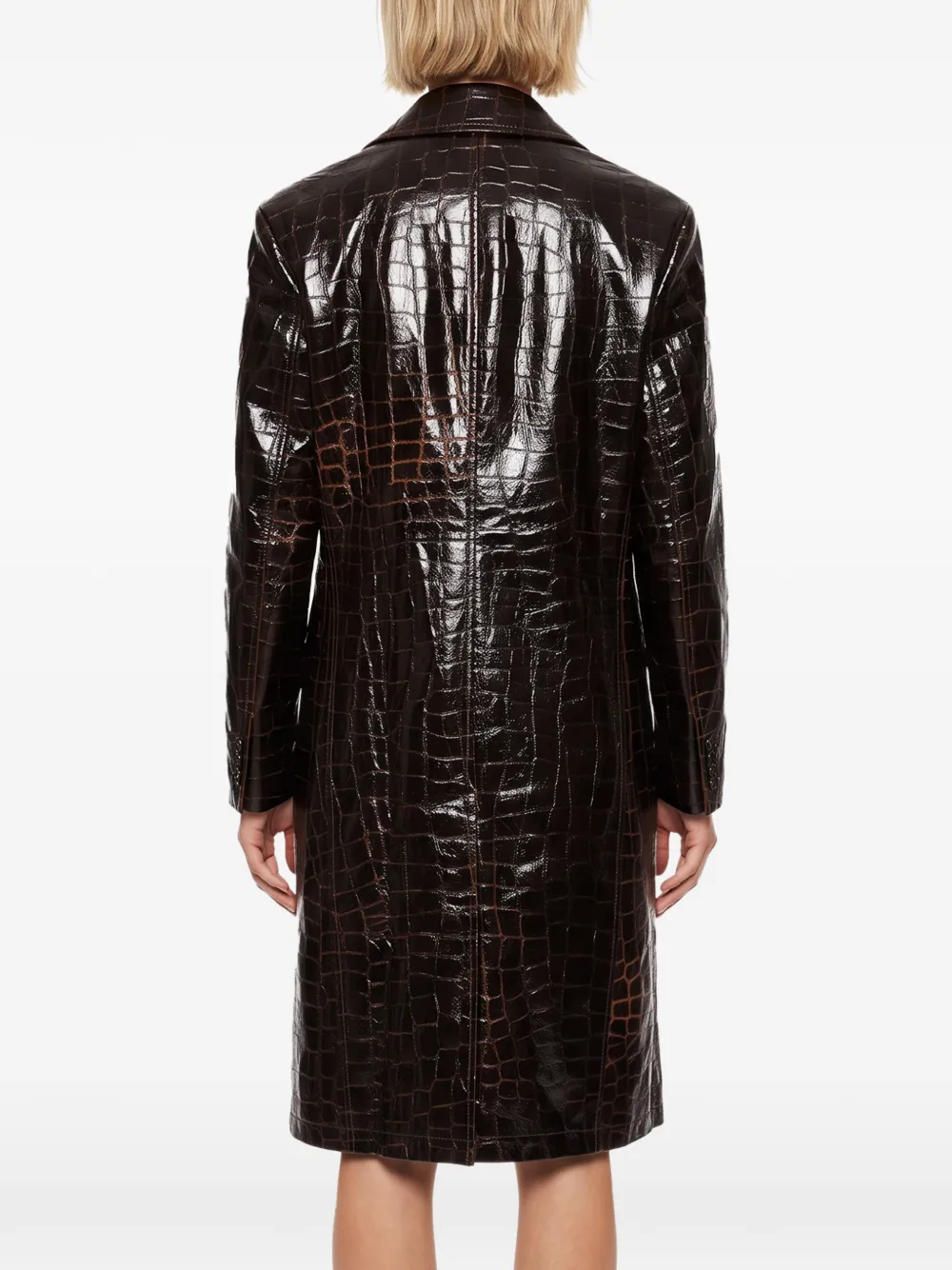 Junya Watanabe crocodile-effect double-breasted coat Bruin