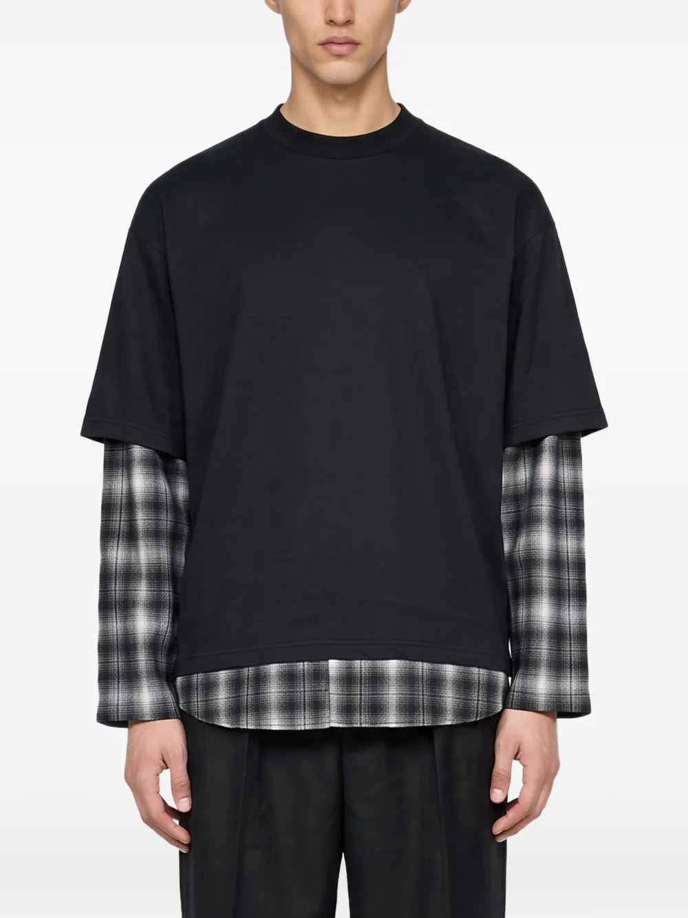Comme des Garçons Homme Gelaagd geruit T-shirt Zwart