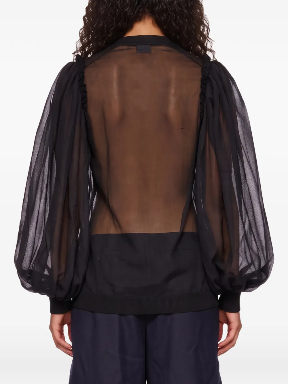 Comme Des Garçons Doorschijnende blouse met ruches Zwart