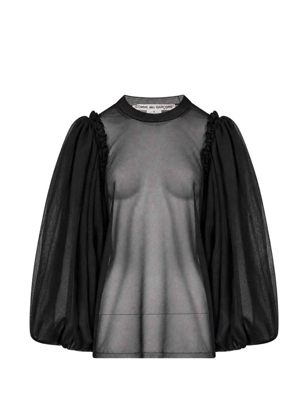 Comme Des Garçons sheer ruffled-trim blouse - Black