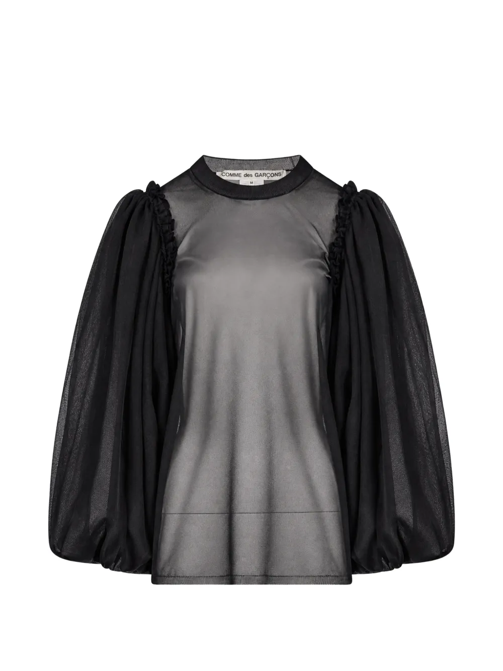 Comme Des Garçons t-shirt transparent à manches bouffantes - Noir Comme Des Garçons t-shirt transparent à manches bouffantes - Noir