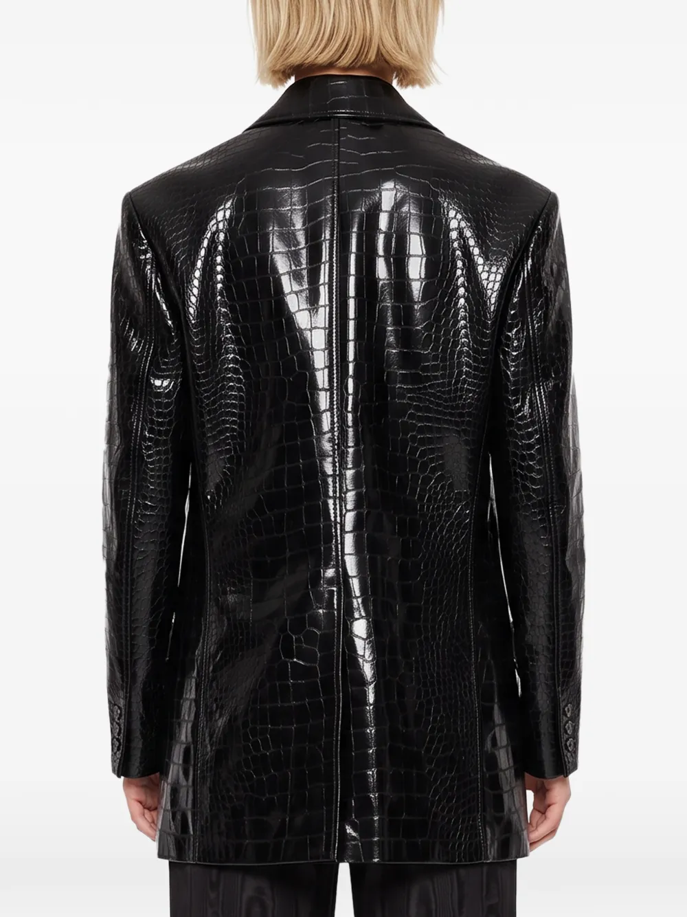 Junya Watanabe crocodile-effect single-breasted blazer Zwart