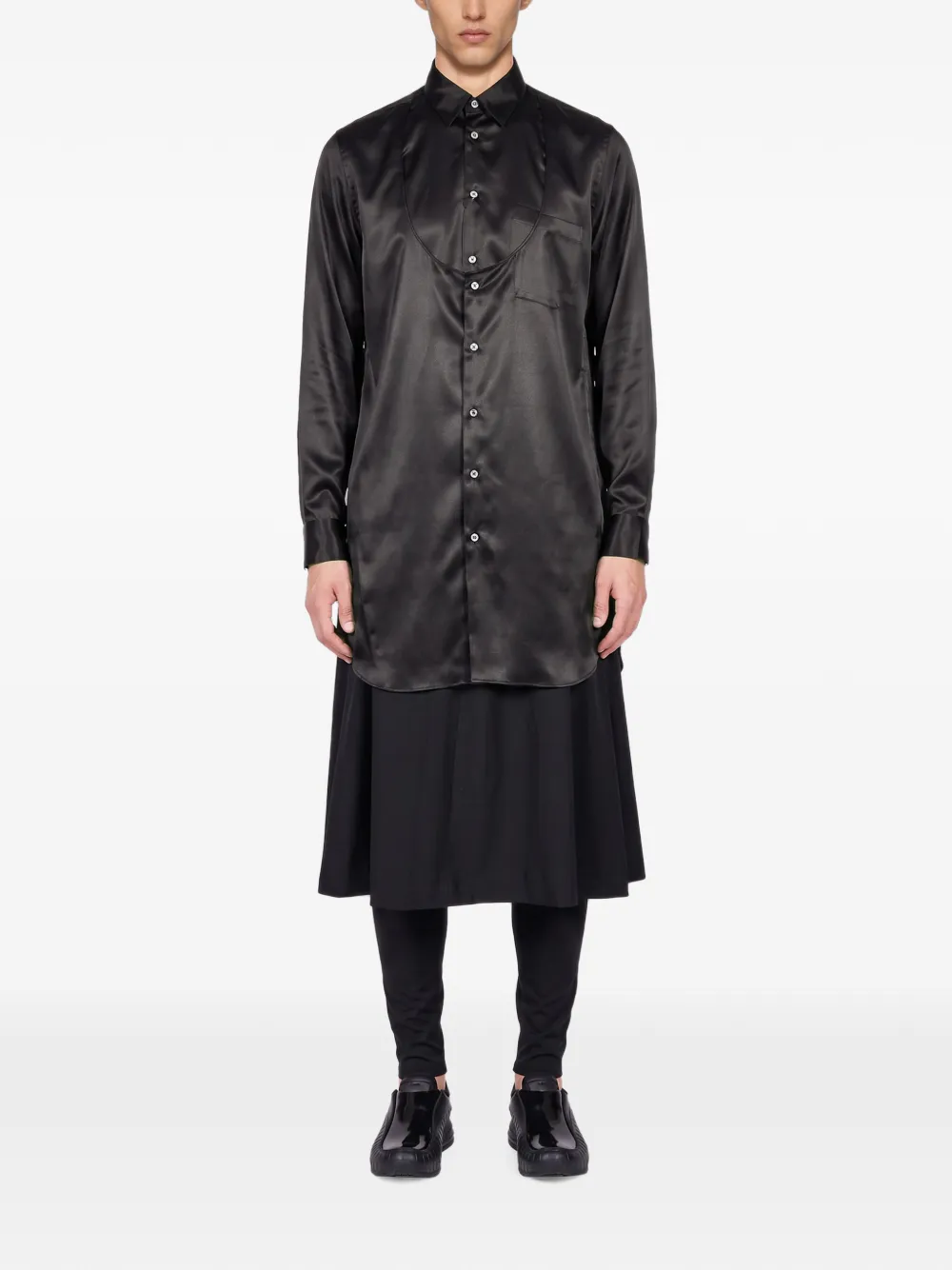 Comme des Garçons Homme Plus Gelaagd overhemd met satijnen afwerking Zwart