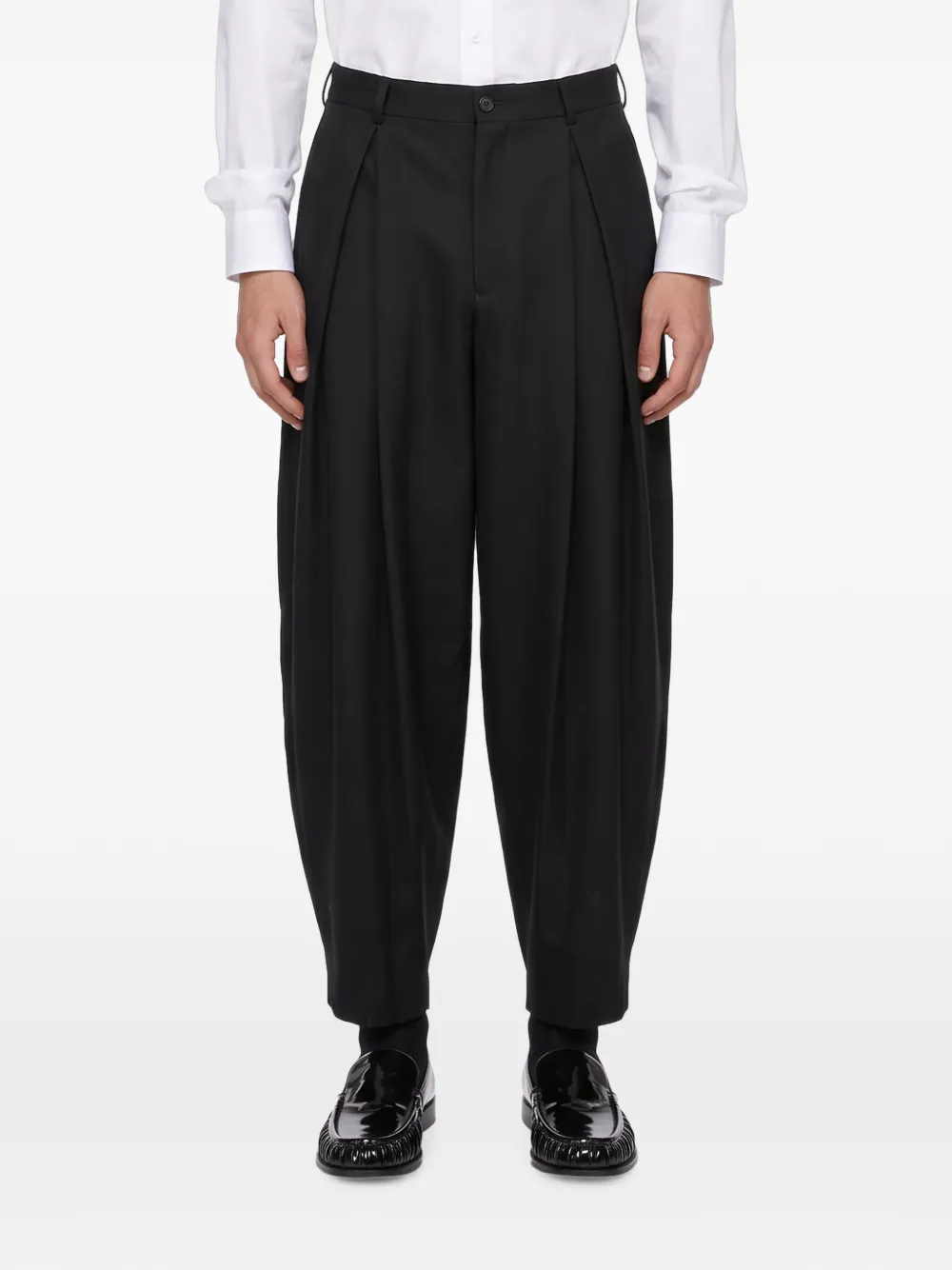 Comme des Garçons Homme Plus Plooibroek met toelopende pijpen Zwart