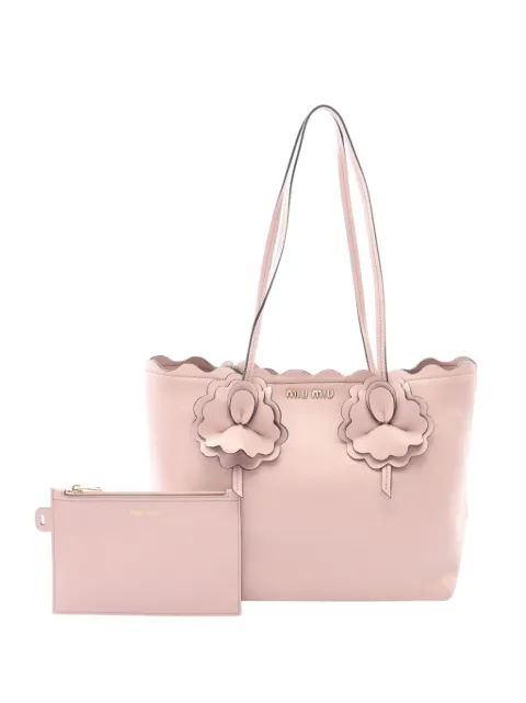 Miu Miu Pre-Owned 2010-2026 Leather Flower tote bag