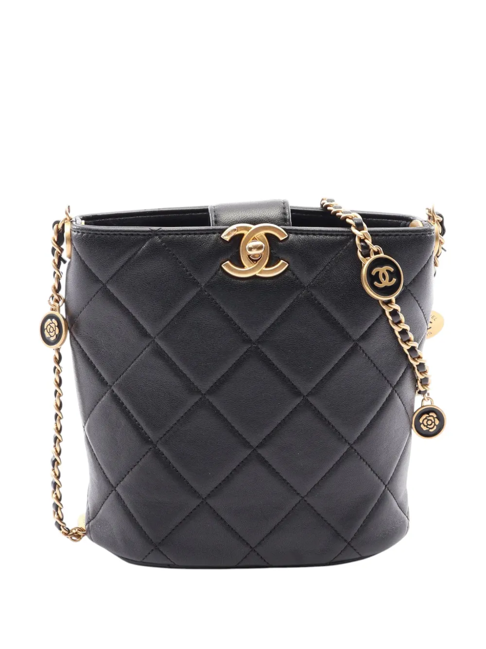 CHANEL Pre-Owned 2021-2026 CC Quilted Calfskin Chain bucket bag - Nero