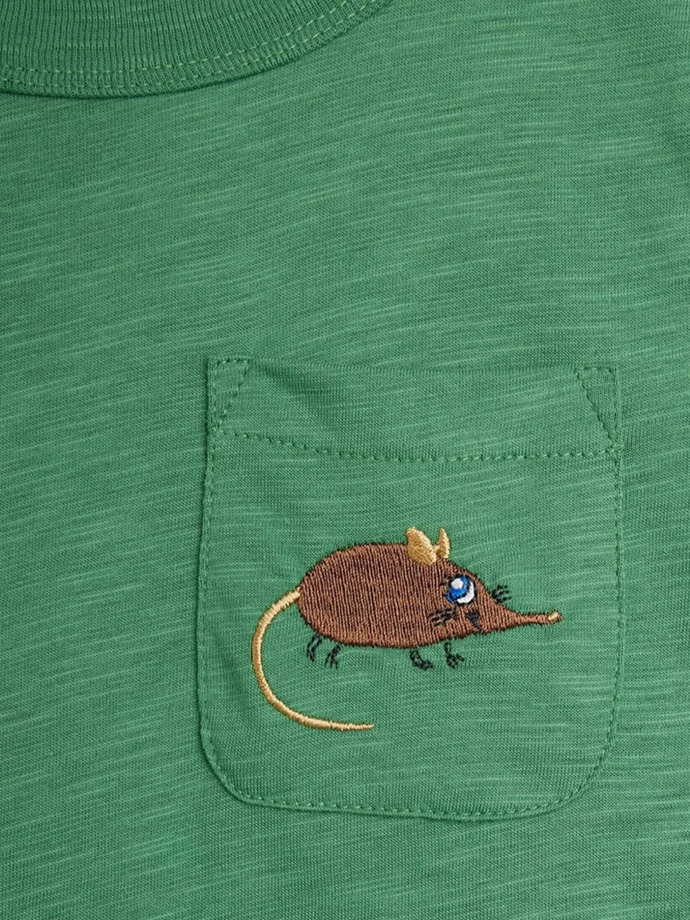 Mini Rodini T-shirt met borduurwerk en zak Groen