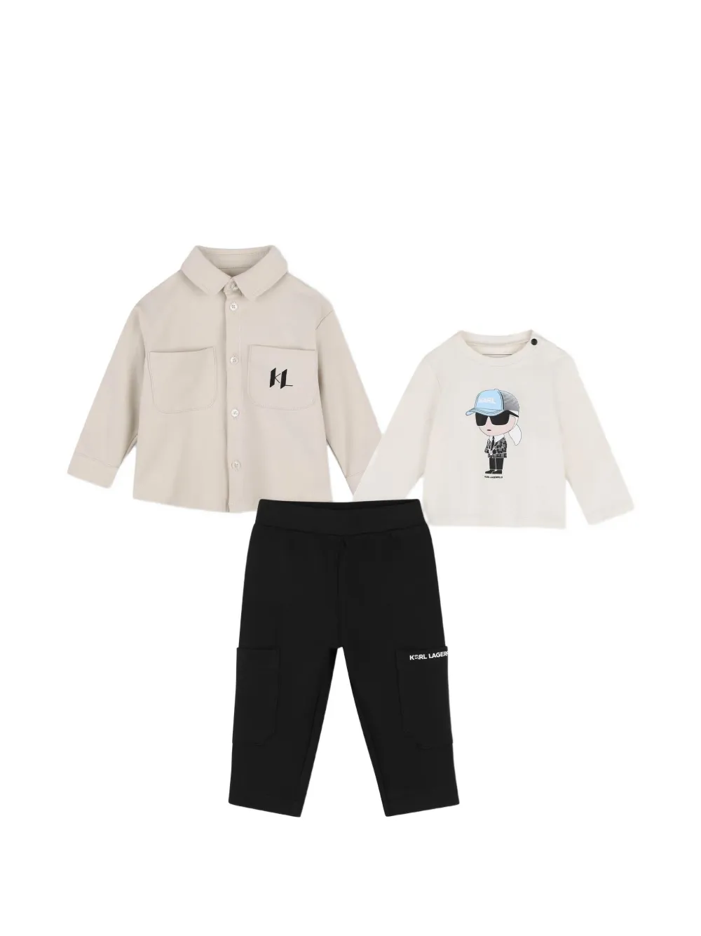 Karl Lagerfeld Kids Trainingspak met logoprint Beige