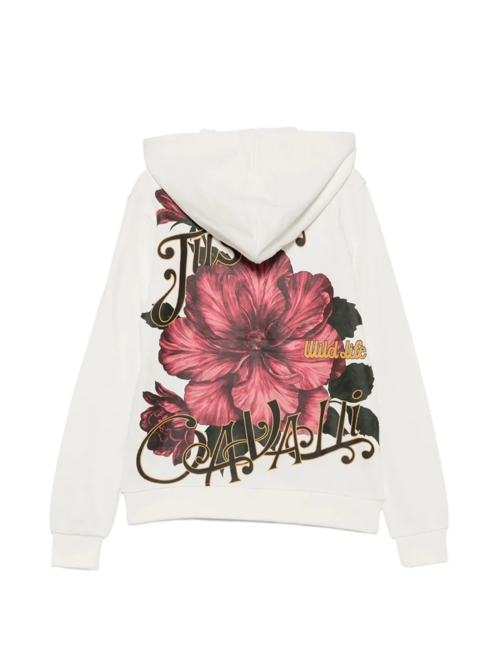 Roberto Cavalli Junior logo-print floral-print hoodie Wit