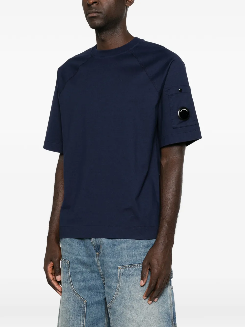 C.P. Company T-shirt met raglan mouwen en Lens-detail Blauw