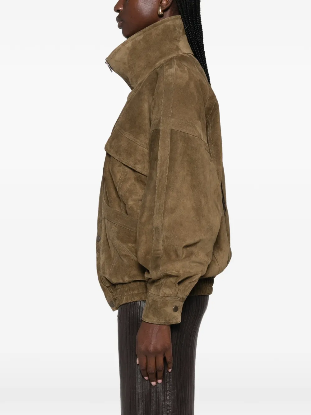 Saint Laurent suede double-breasted jacket Groen