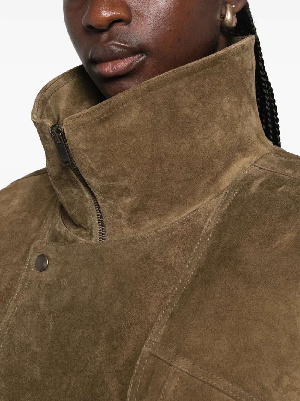 Saint Laurent suede double-breasted jacket Groen