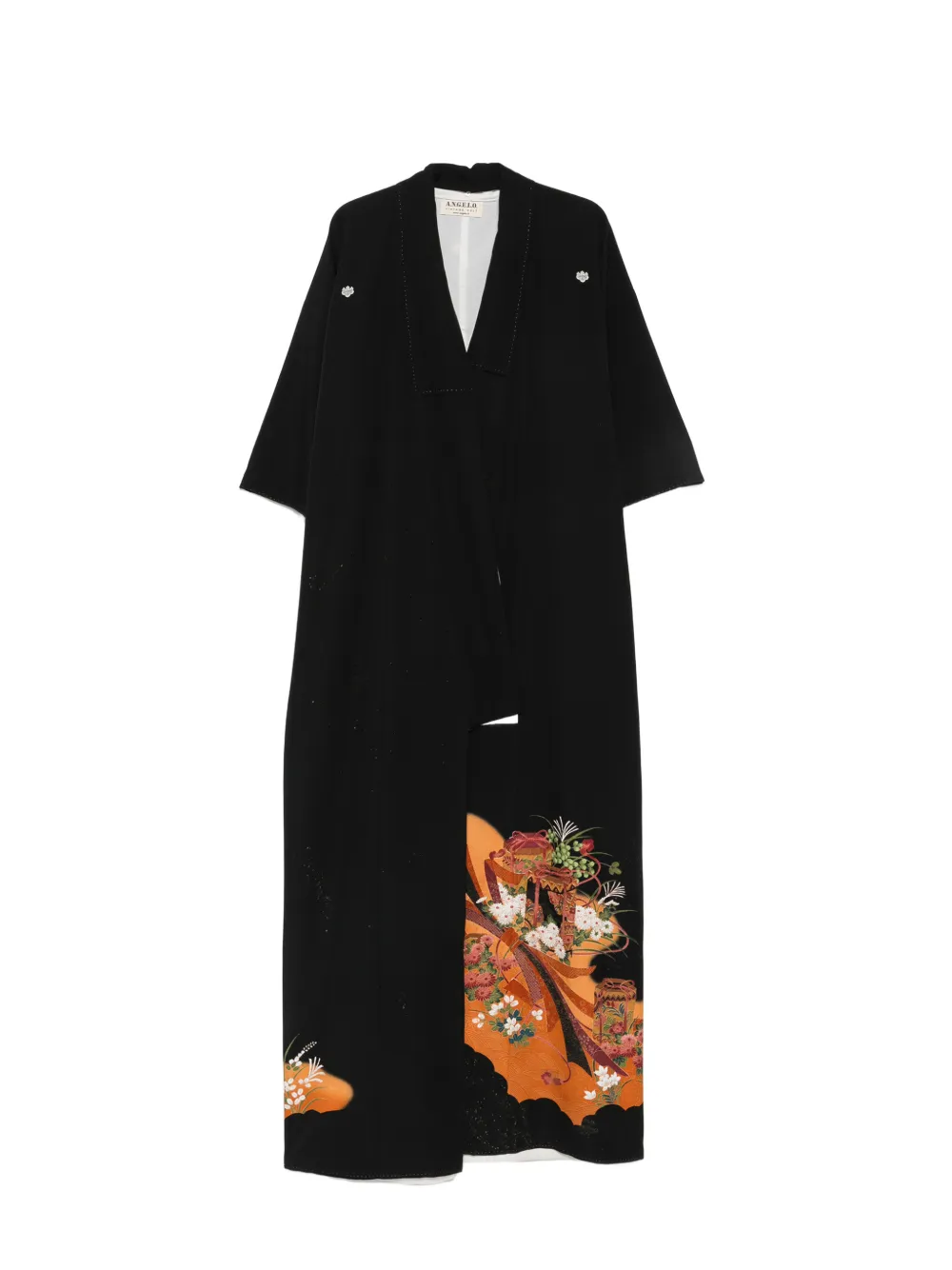 A.N.G.E.L.O. Vintage Cult robe kimono à fleurs (années 1970) - Noir A.N.G.E.L.O. Vintage Cult robe kimono à fleurs (années 1970) - Noir