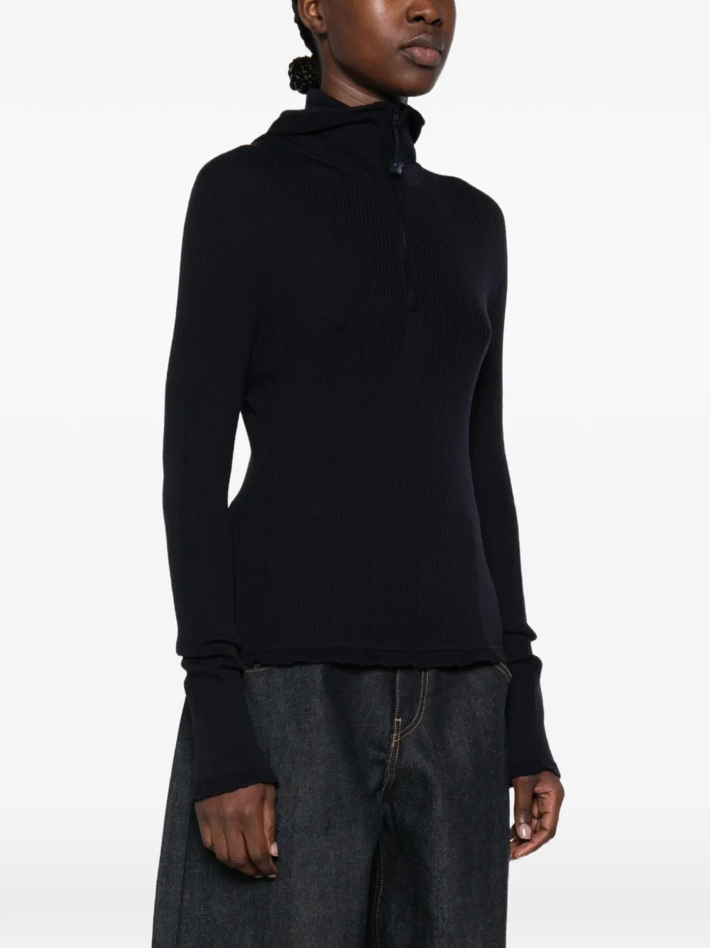 Cecilie Bahnsen half-zip ribbed-knit sweater