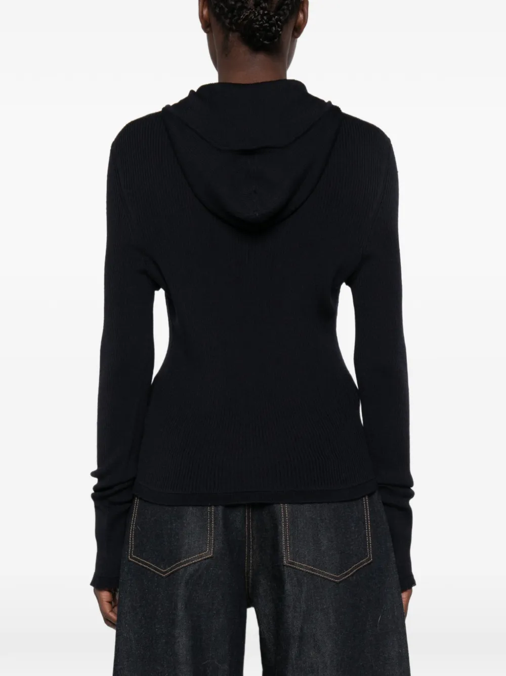 Cecilie Bahnsen half-zip ribbed-knit sweater Blauw