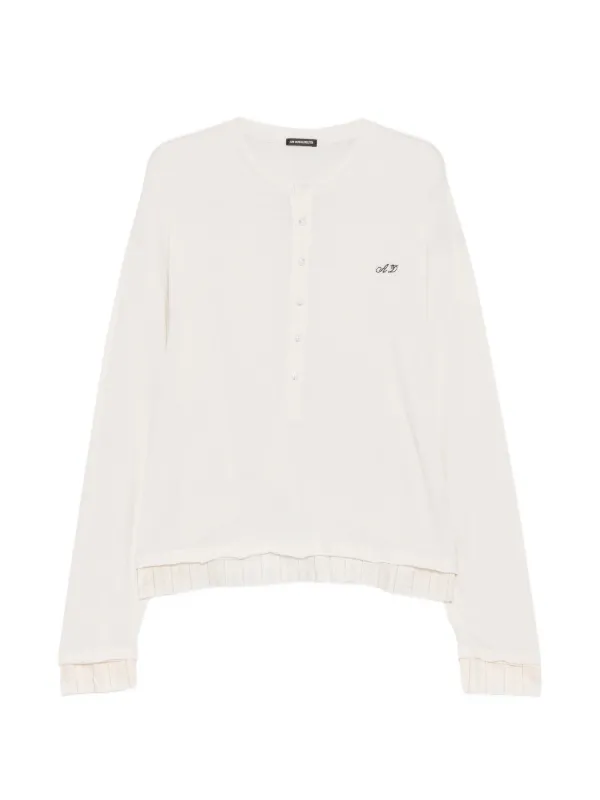 Ann Demeulemeester Layered-effect Henley-neck T-shirt in Neutrals