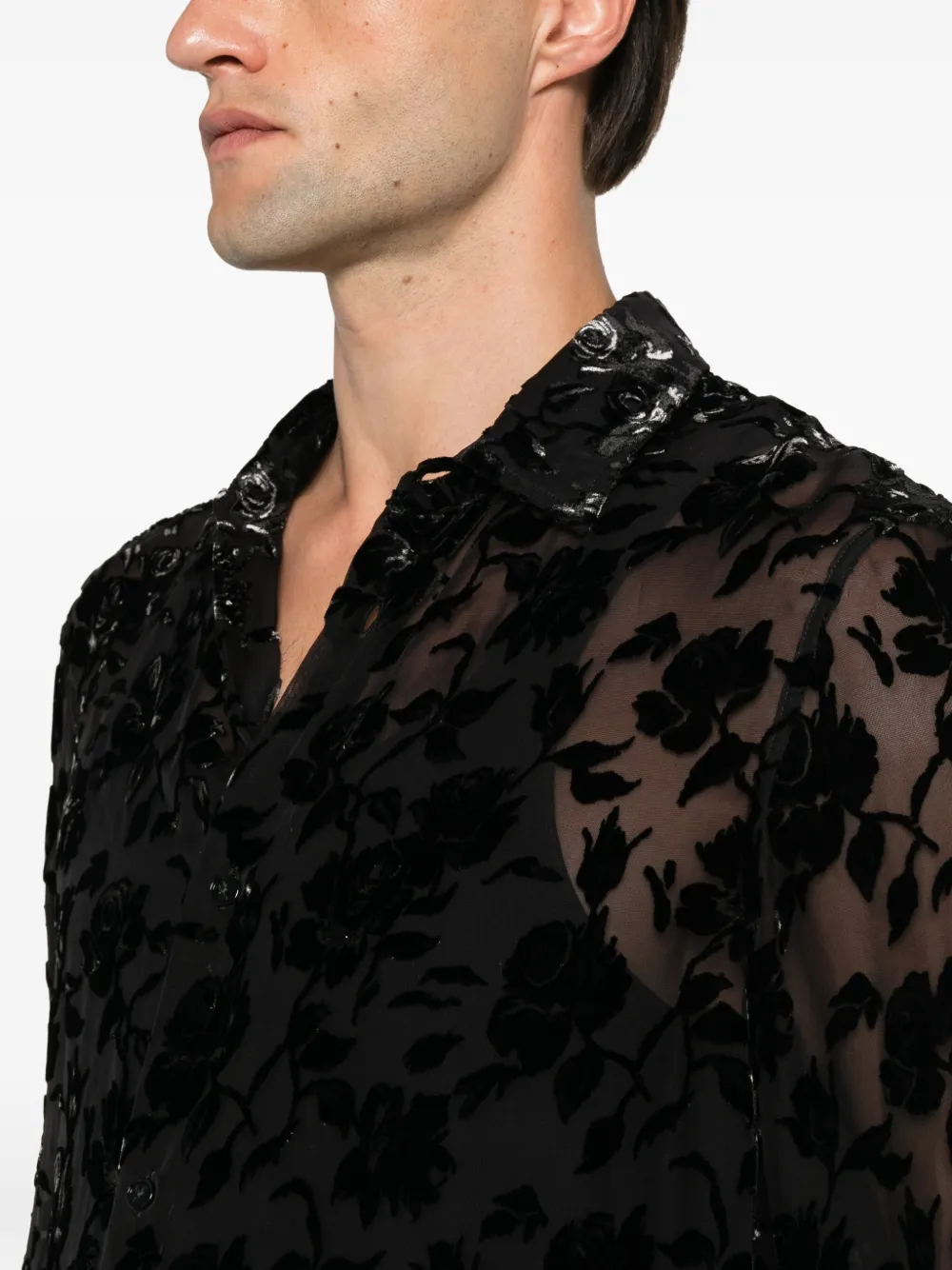 Ann Demeulemeester Floral-devoré Shirt in Black, view 5