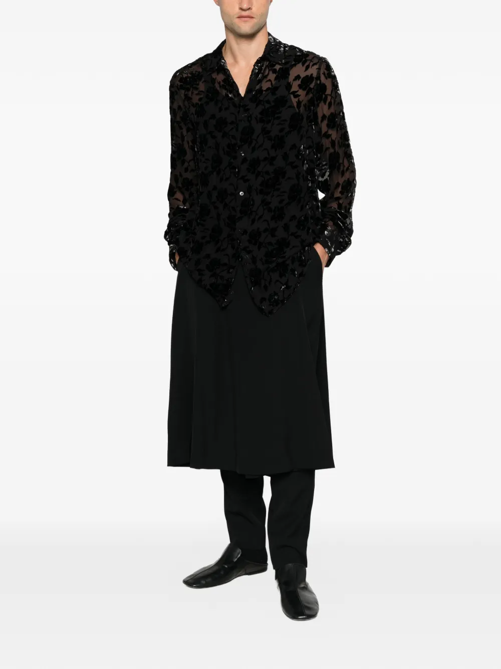 Ann Demeulemeester Floral-devoré Shirt in Black, view 2