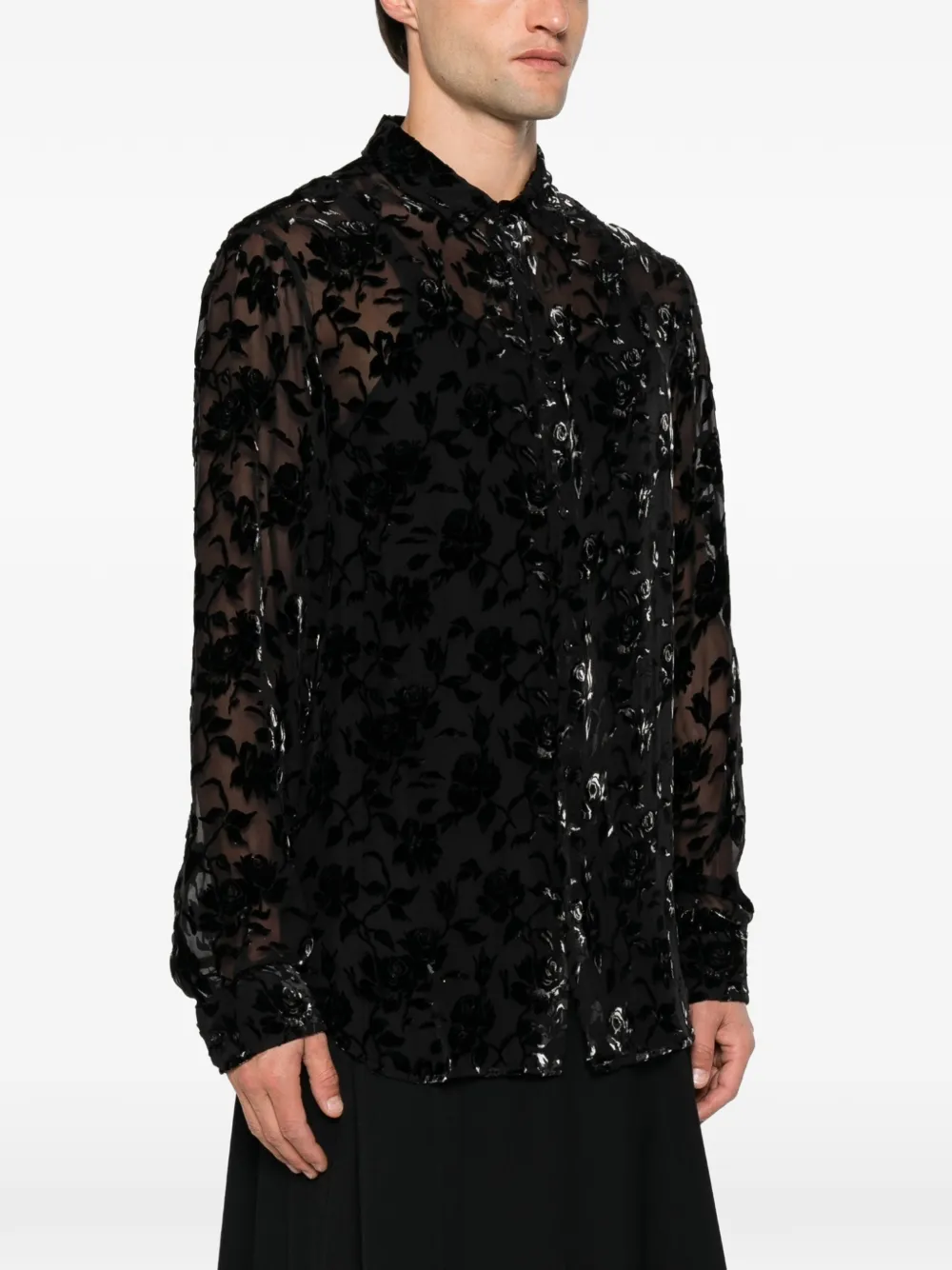 Ann Demeulemeester Floral-devoré Shirt in Black, view 3