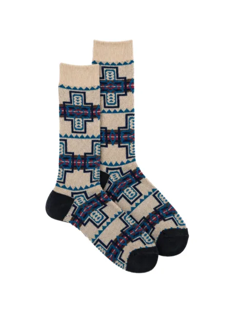 Anonymous Ism geometric-patterned intarsia-knit socks