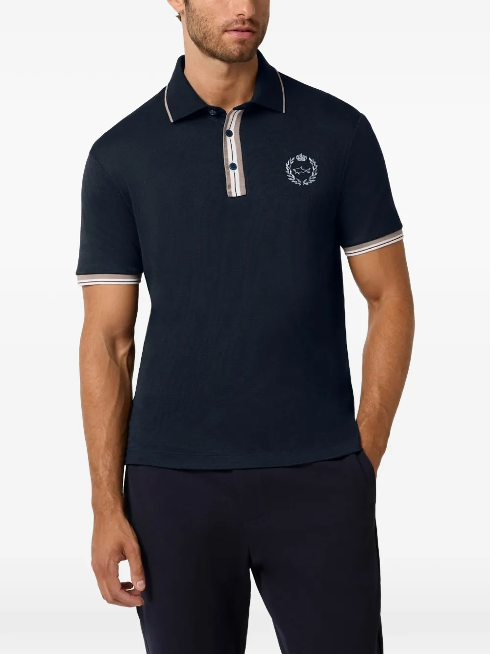 Paul & Shark X-Soft poloshirt met heraldisch borduurwerk en gestreepte afwerking Blauw