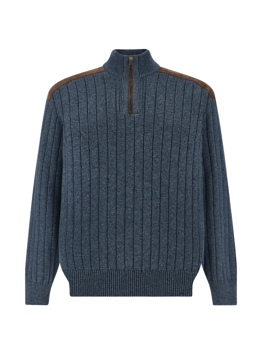 Paul & Shark suede-panelled half-zip sweater