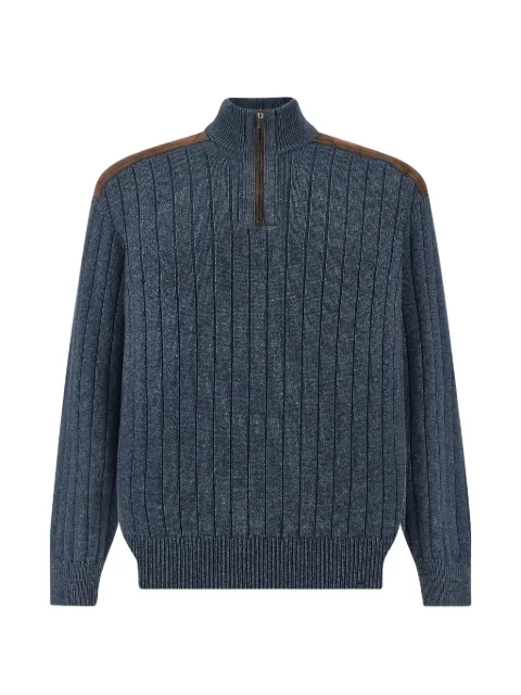 Paul & Shark Pullover mit Wildledereinsätzen und kurzem Reißverschluss