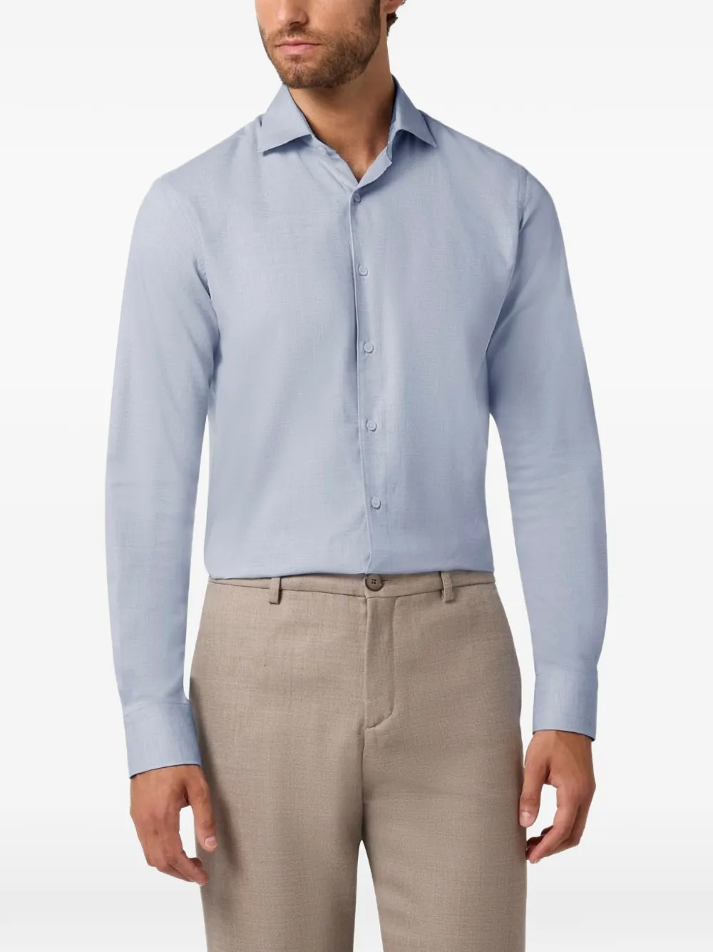 Paul & Shark Overhemd met katoenen flanellen textuur Blauw