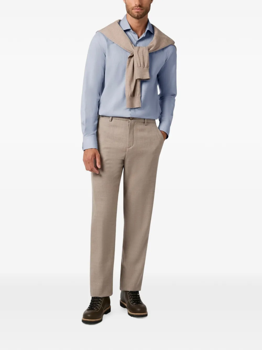 Paul & Shark Overhemd met katoenen flanellen textuur Blauw