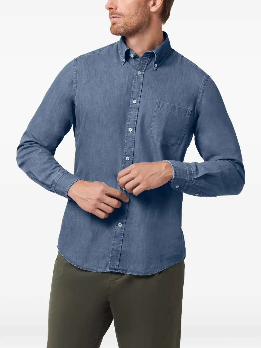 Paul & Shark Soffio button-down denim overhemd Blauw