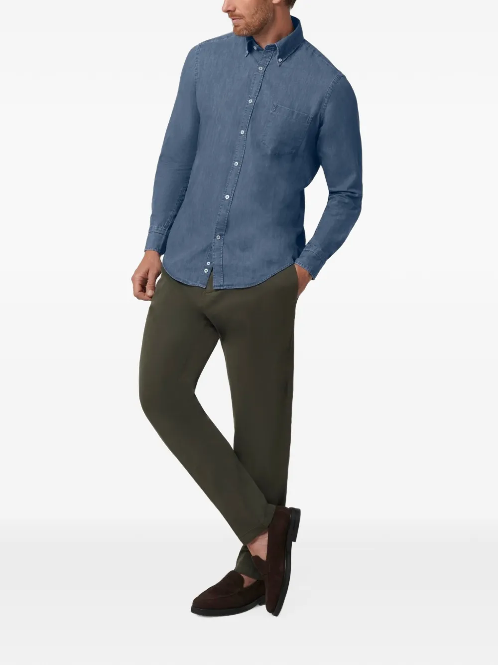 Paul & Shark Soffio button-down denim overhemd Blauw